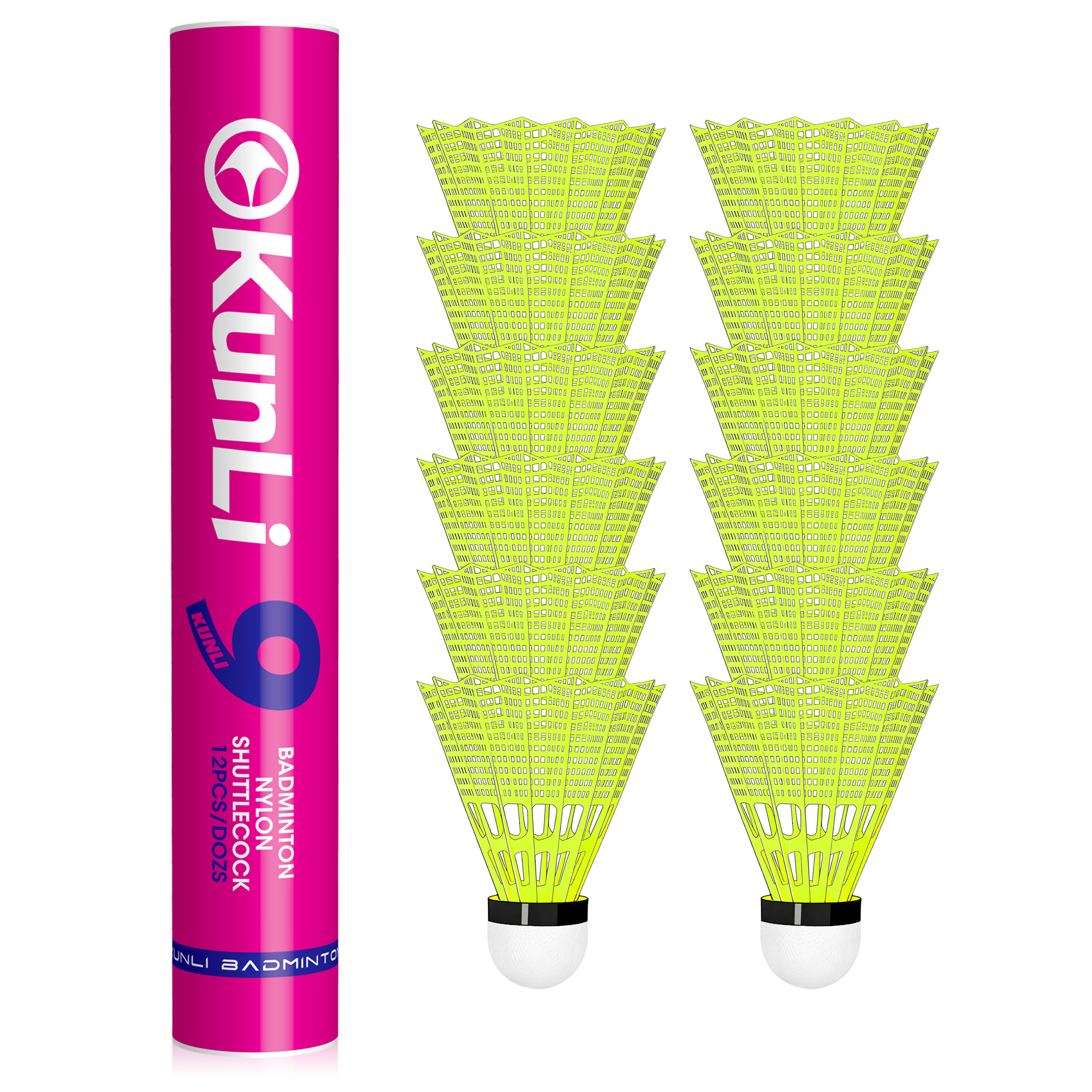 Nylon Shuttlecock 12 - kunli Badminton Birdies 12 PCS Nylon