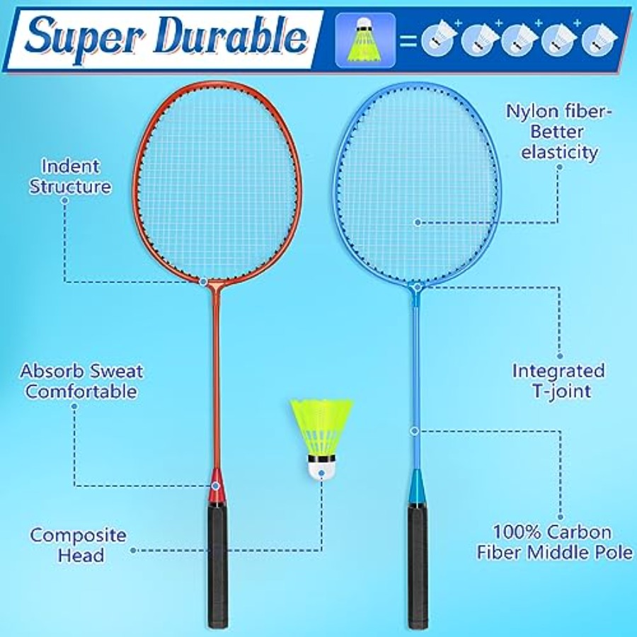 12 Pack Badminton Rackets Set  - đánh giá và giá Nylon Shuttlecock 12