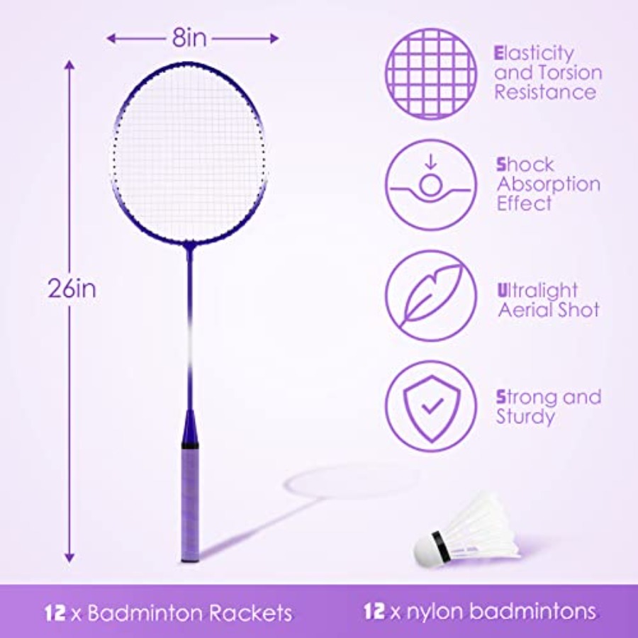 12 Pcs Badminton Rackets Set f - đánh giá và giá Nylon Shuttlecock 12